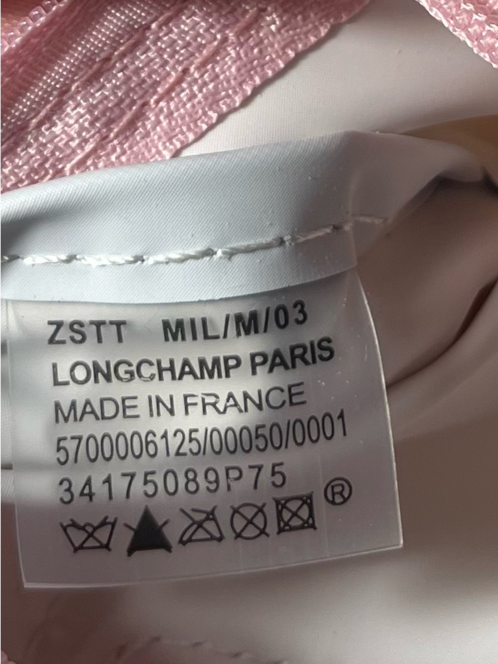 NWT Longchamp LE PLIAGE ORIGINAL POUCH WITH HANDLE Pink Tea Pink Leather Canvas - Picture 9 of 11